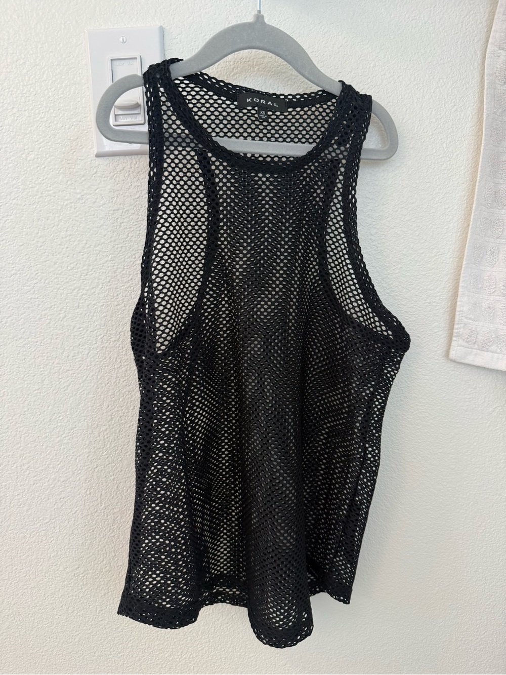 Koral Black Open-Knit Racerback Tank